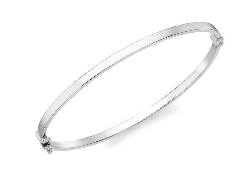 9ct White Gold Square Tube Bangle