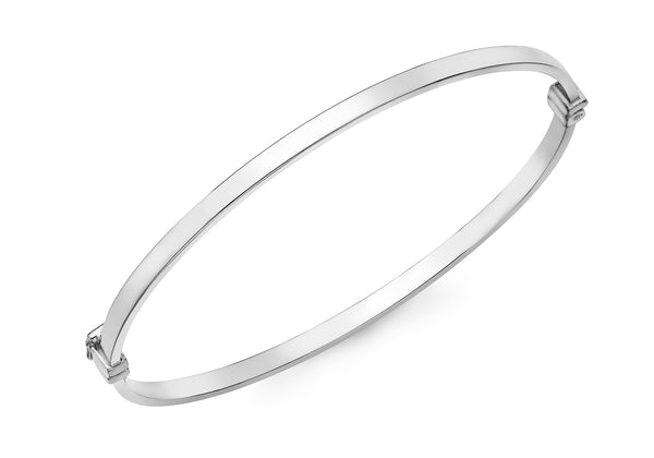 9ct White Gold Rectangular Tube Bangle