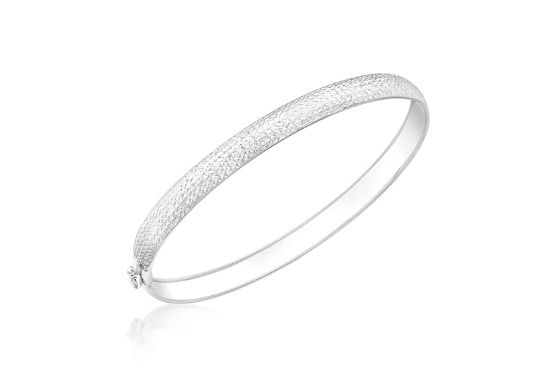 9ct White Gold Diamond Cut Flexible Bangle