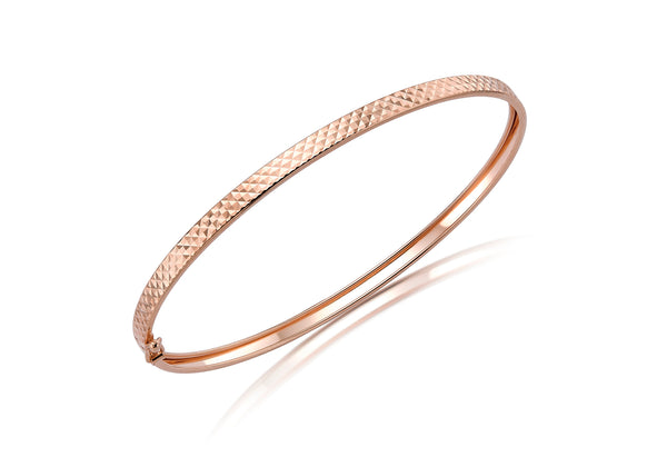 9ct Rose Gold Diamond Cut Flat Tube Bangle