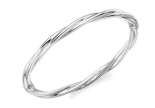 9ct White Gold Twist Tube Bangle