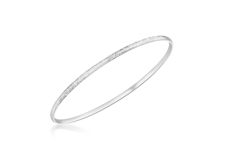 9ct White Gold Diamond Cut Round Bangle