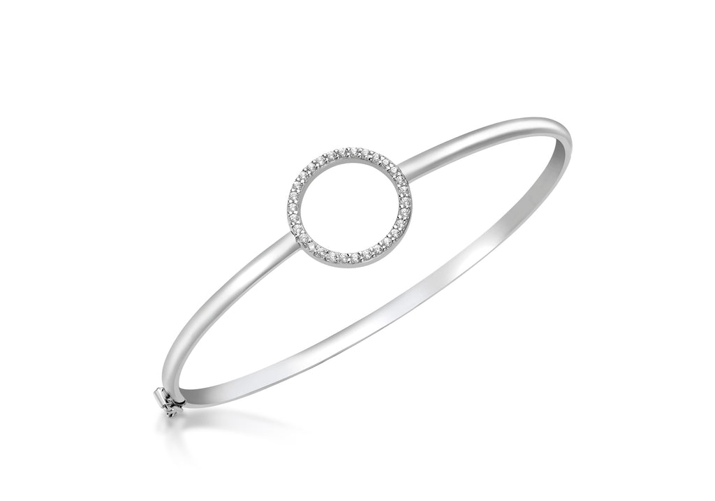 9ct White Gold Zirconia  16mm Ring Bangle