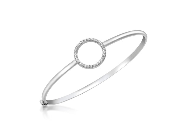 9ct White Gold Zirconia  16mm Ring Bangle