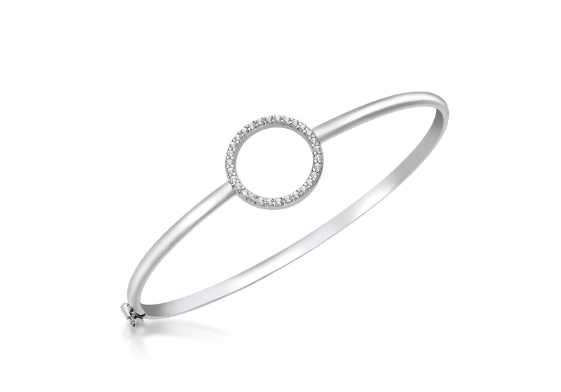 9ct White Gold Zirconia  16mm Ring Bangle