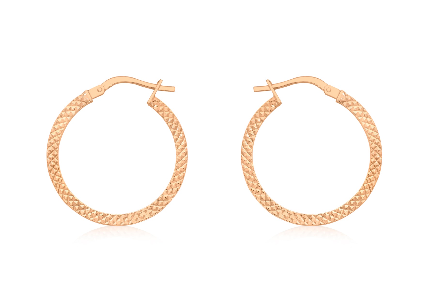 9ct Rose Gold 20mm Cobra Textured Creole Earrings