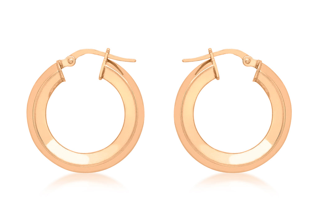 9ct Rose Gold 22mm Square Tube Creole Earrings