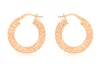 9ct Rose Gold 22mm Diamond Cut Flat Creole Earrings