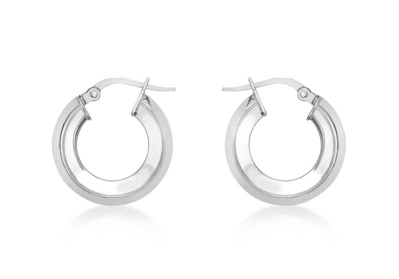 9ct White Gold 18mm Square Tube Creole Earrings