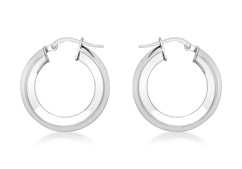 9ct White Gold 22mm Square Tube Creole Earrings