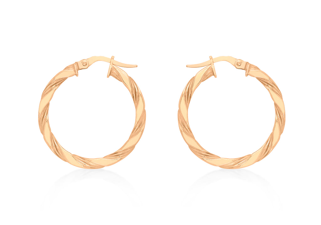 9ct Rose Gold 25mm Twist Creole Earrings