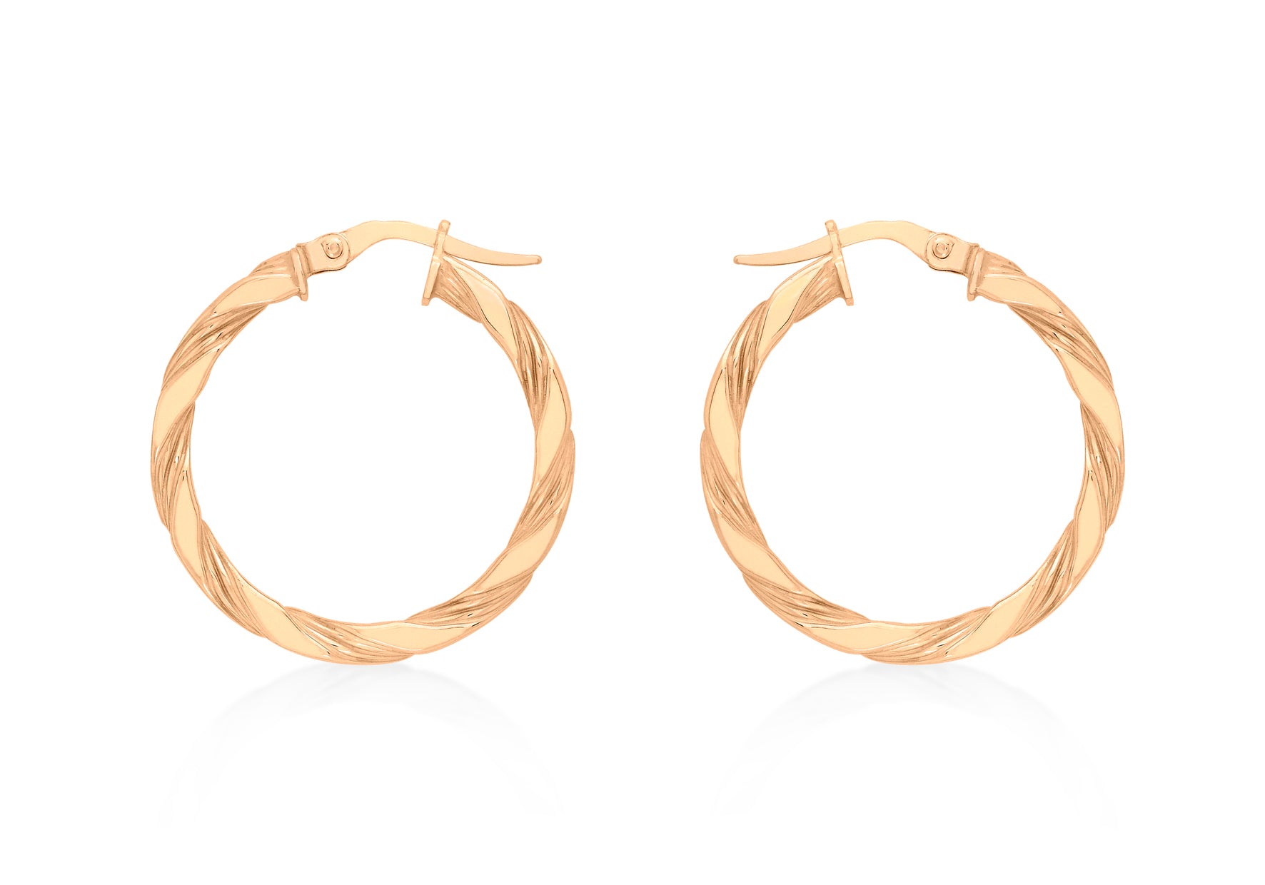 9ct Rose Gold 25mm Twist Creole Earrings