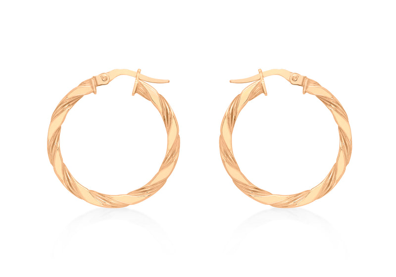 9ct Rose Gold 25mm Twist Creole Earrings