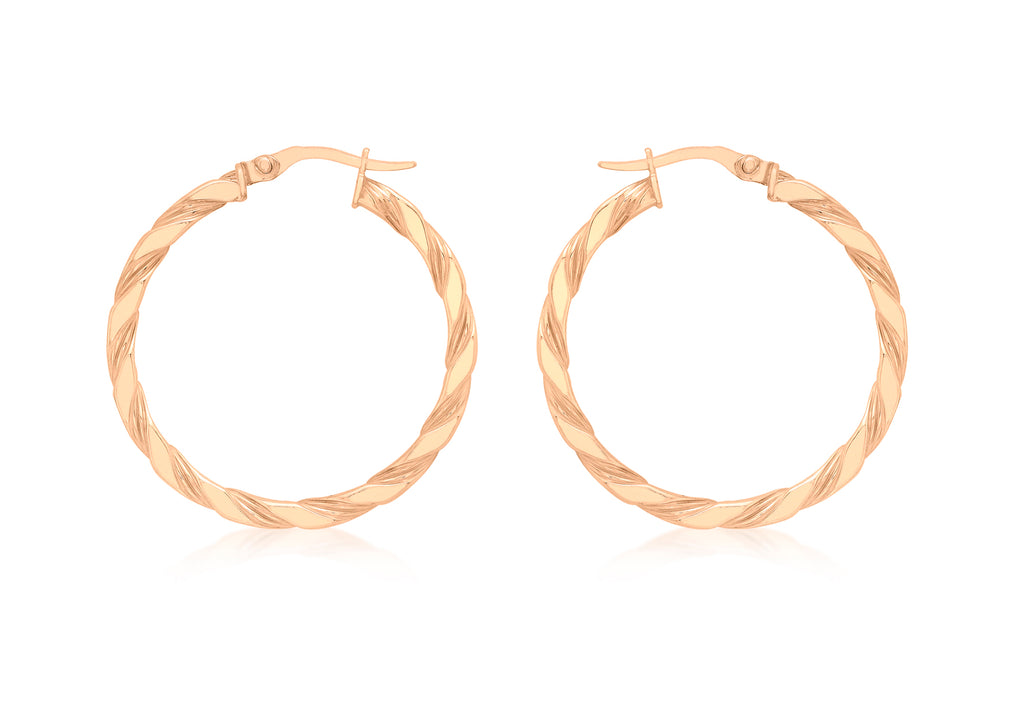 9ct Rose Gold 30mm Twist Creole Earrings
