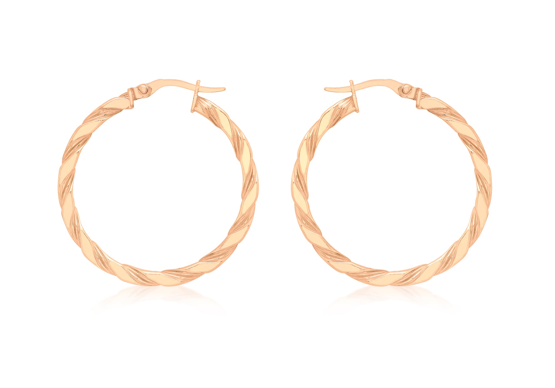 9ct Rose Gold 30mm Twist Creole Earrings