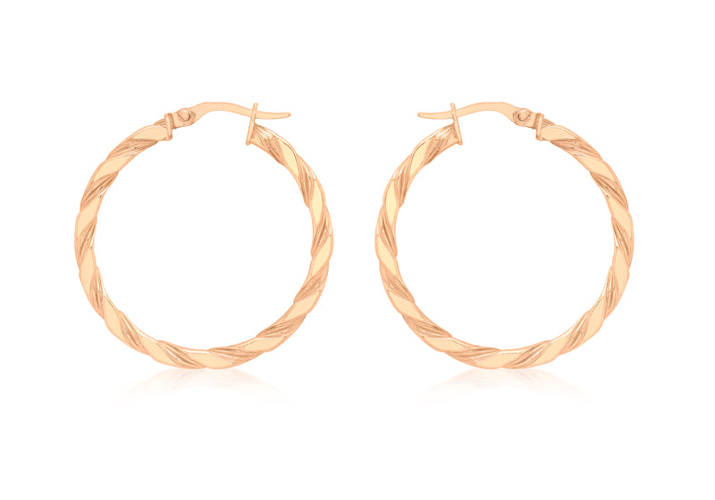 9ct Rose Gold 30mm Twist Creole Earrings