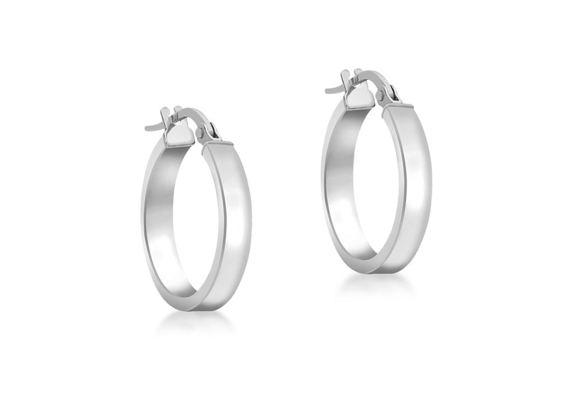 9ct White Gold 15mm Creole Earrings