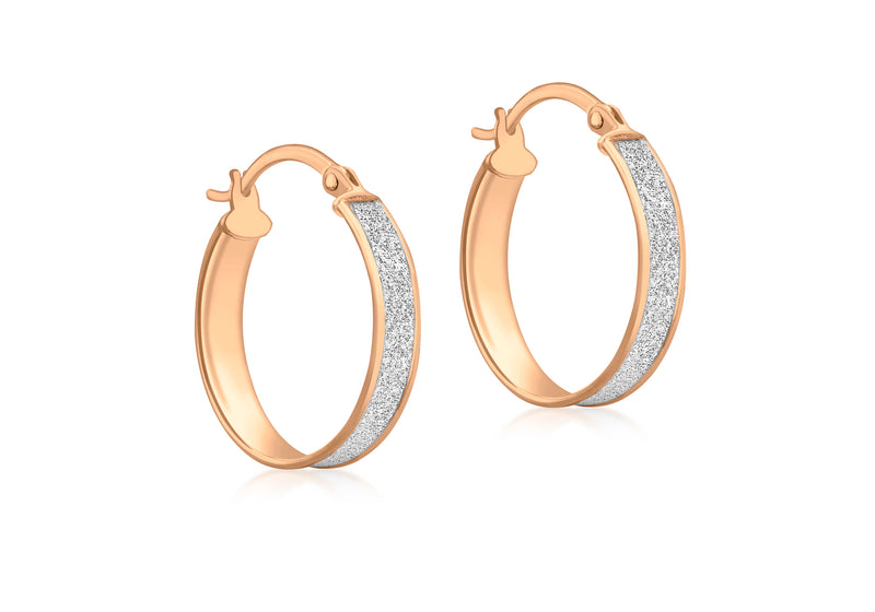 9ct Rose Gold 18mm x 20mm Stardust Creole Earrings