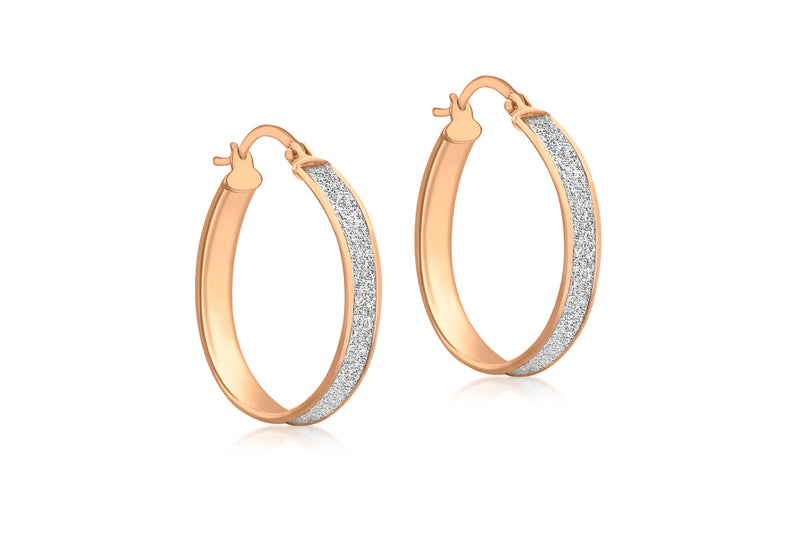9ct Rose Gold Large Stardust Creole Earrings