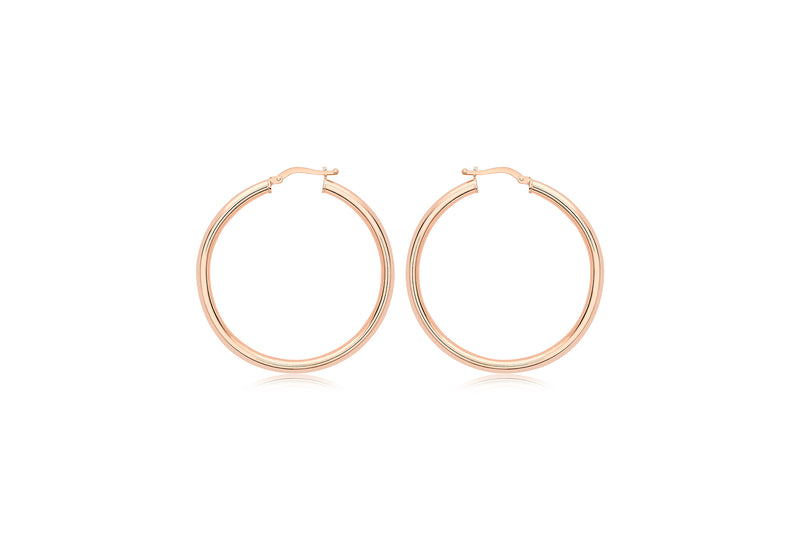 9ct Rose Gold 13mm Sleeper Hoop Earrings