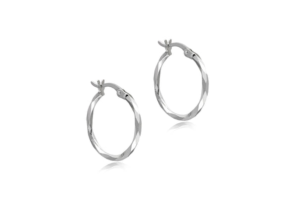 9ct White Gold Diamond Cut Faceted Earrings