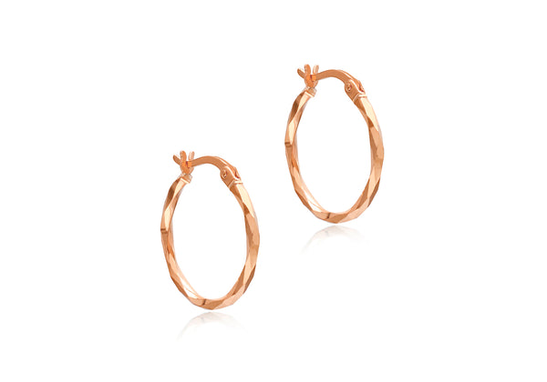 9ct Rose Gold Diamond Cut Faceted Earrings