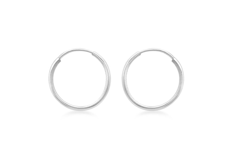 9ct White Gold 18mm Hoop Earrings