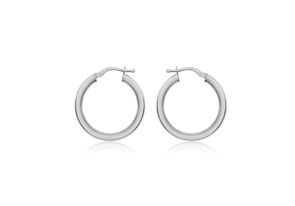 9ct White Gold 25mm Polished Creole Earrings