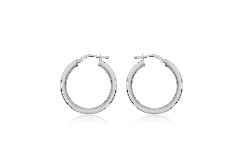9ct White Gold 25mm Polished Creole Earrings