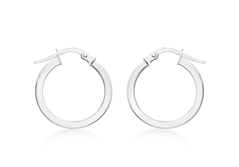 9ct White Gold 16mm Creole Earrings