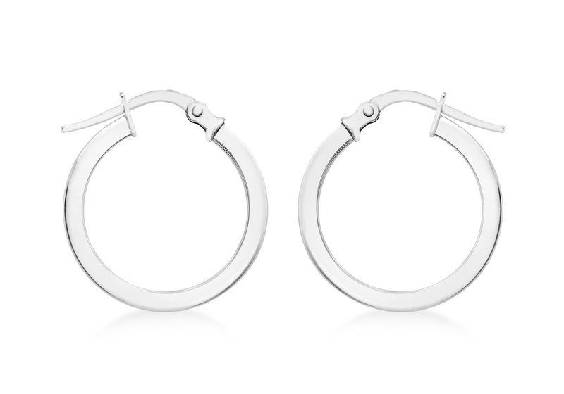 9ct White Gold 18mm Creole Earrings