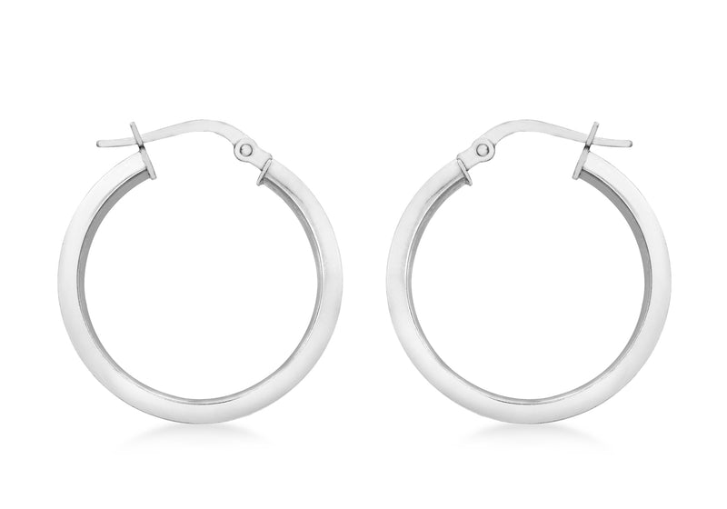 9ct White Gold 22mm Creole Earrings
