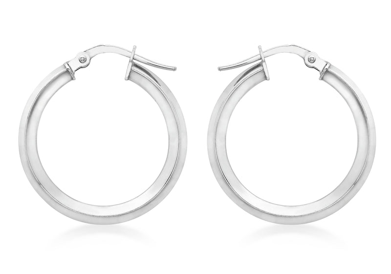 9ct White Gold 21mm Hoop Polished Creole Earrings