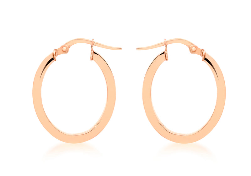 9ct Rose Gold Oval Creole Earrings