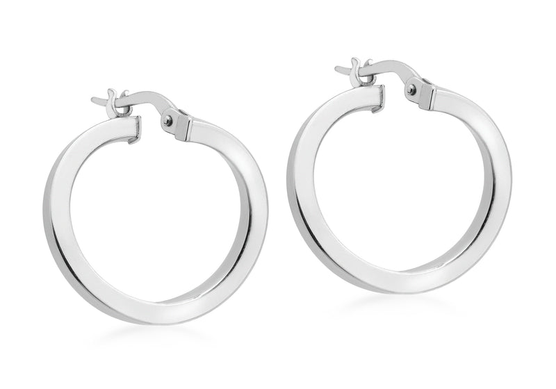 9ct White Gold 19mm Creole Earrings