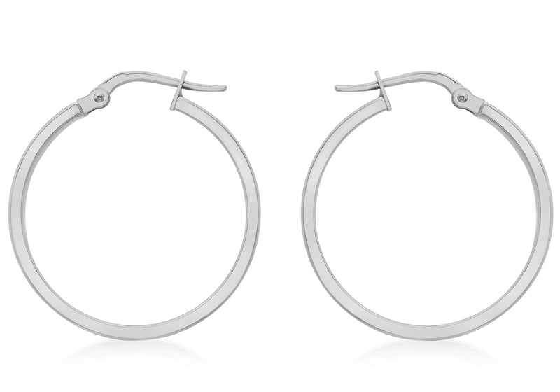 9ct White Gold 30mm Polished Creole Earrings