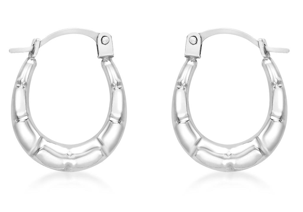 9ct White Gold Mini Groove Creole Earrings