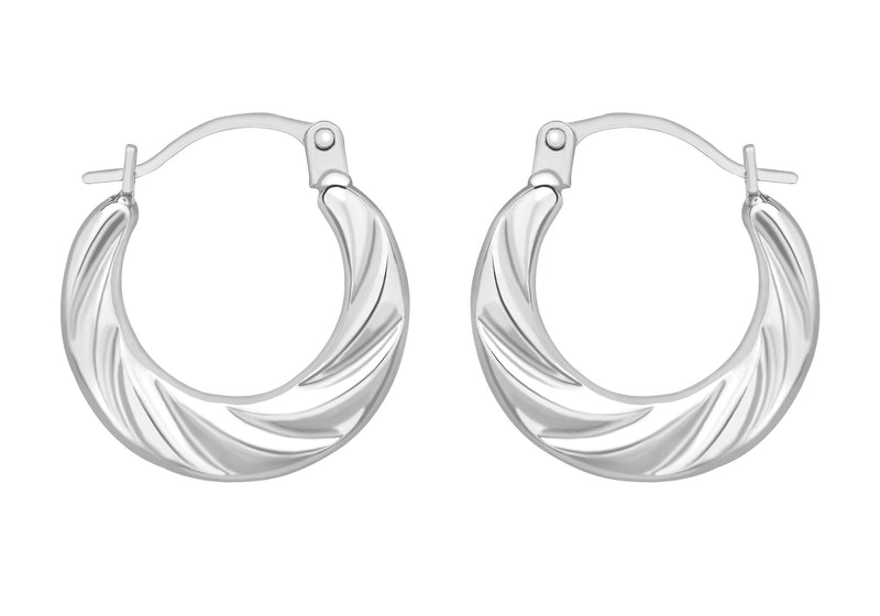 9ct White Gold Mini Twist Creole Earrings
