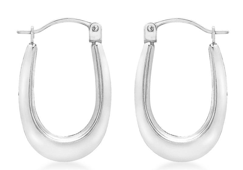 9ct White Gold 12mm x 19mm Creole Earrings