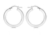 9ct White Gold 27mm Polished Round Creole Earrings