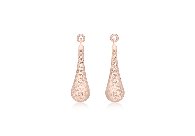 9ct Rose Gold Diamond Cut Teardrop Earrings
