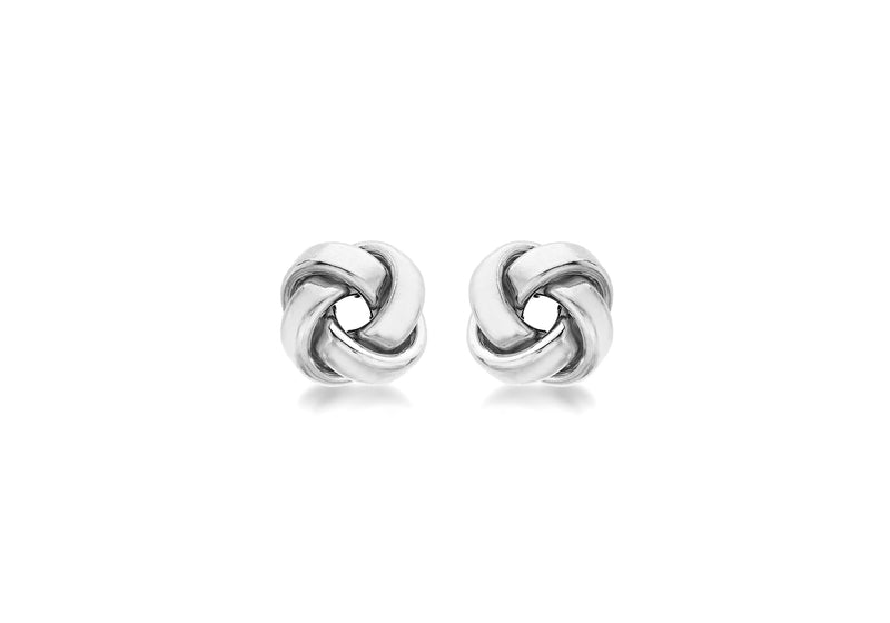 9ct White Gold 10mm Knot Stud Earrings