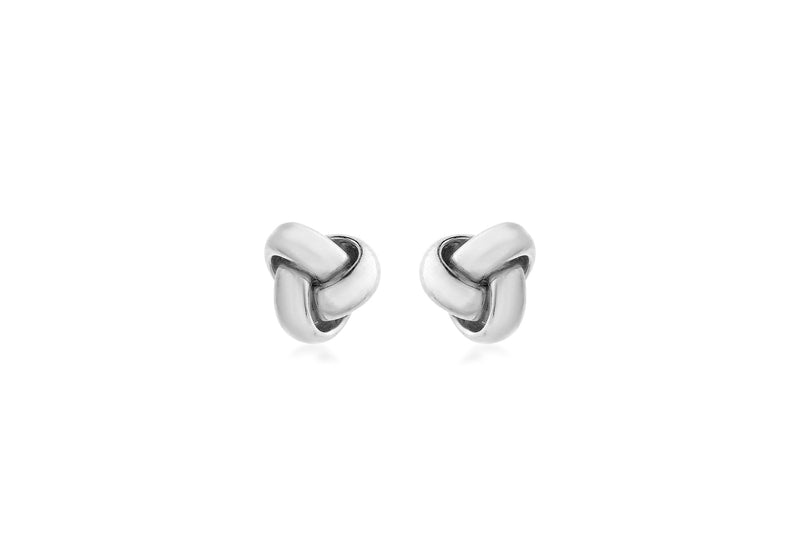 9ct White Gold 6mm Knot Stud Earrings