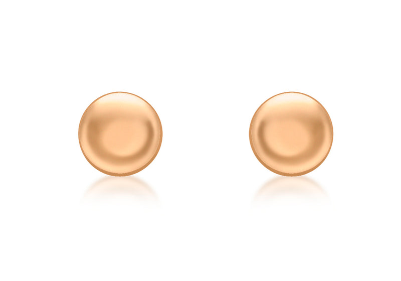 9ct Rose Gold 7mm Button Stud Earrings