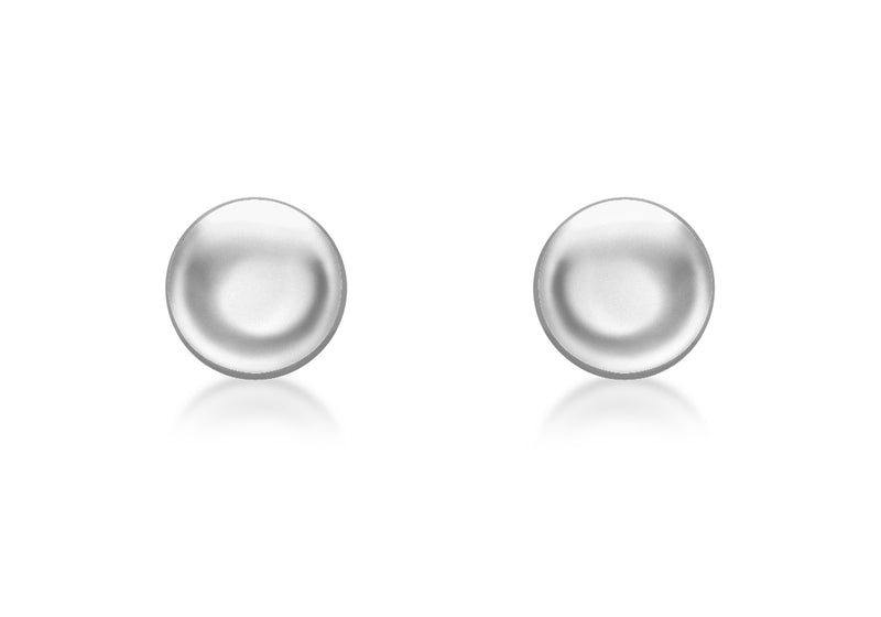 9ct White Gold 7mm Button Stud Earrings
