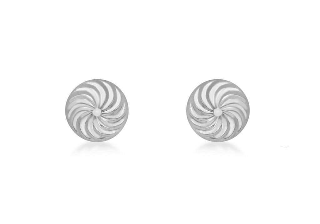 9ct Rose Gold 8mm Swirl Detail Dome Stud Earrings