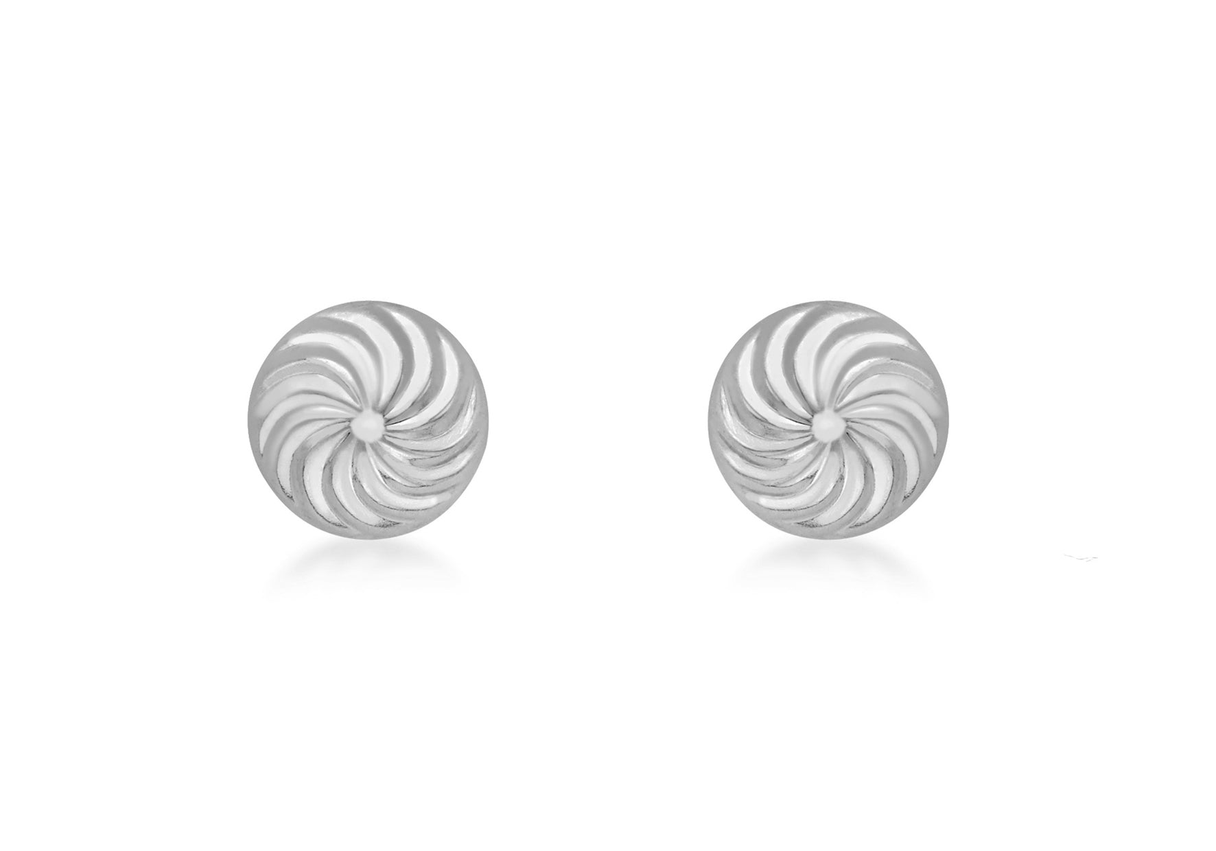 9ct Rose Gold 8mm Swirl Detail Dome Stud Earrings