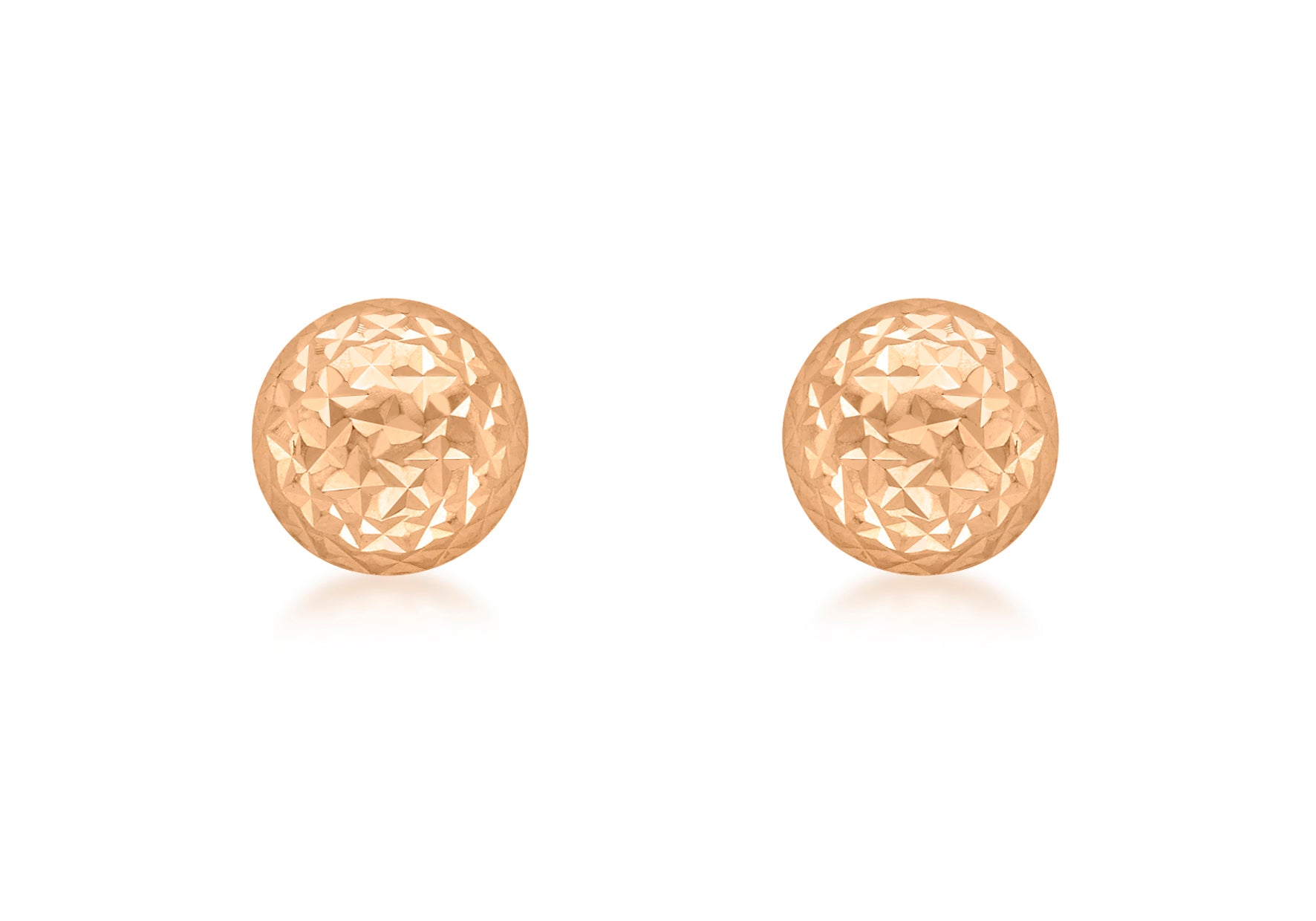 9ct Rose Gold 8mm Diamond Cut Dome Stud Earrings