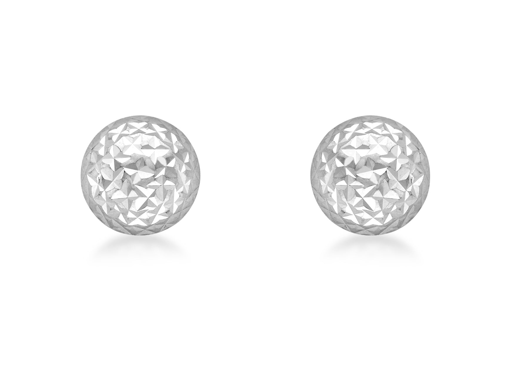9ct White Gold 8mm Diamond Cut Dome Stud Earrings