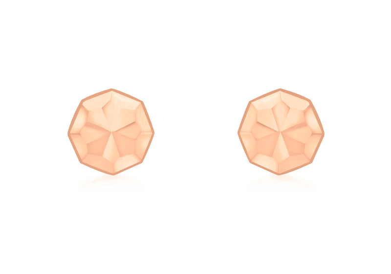 9ct Rose Gold Diamond Cut 7mm Otagonal Stud Earrings